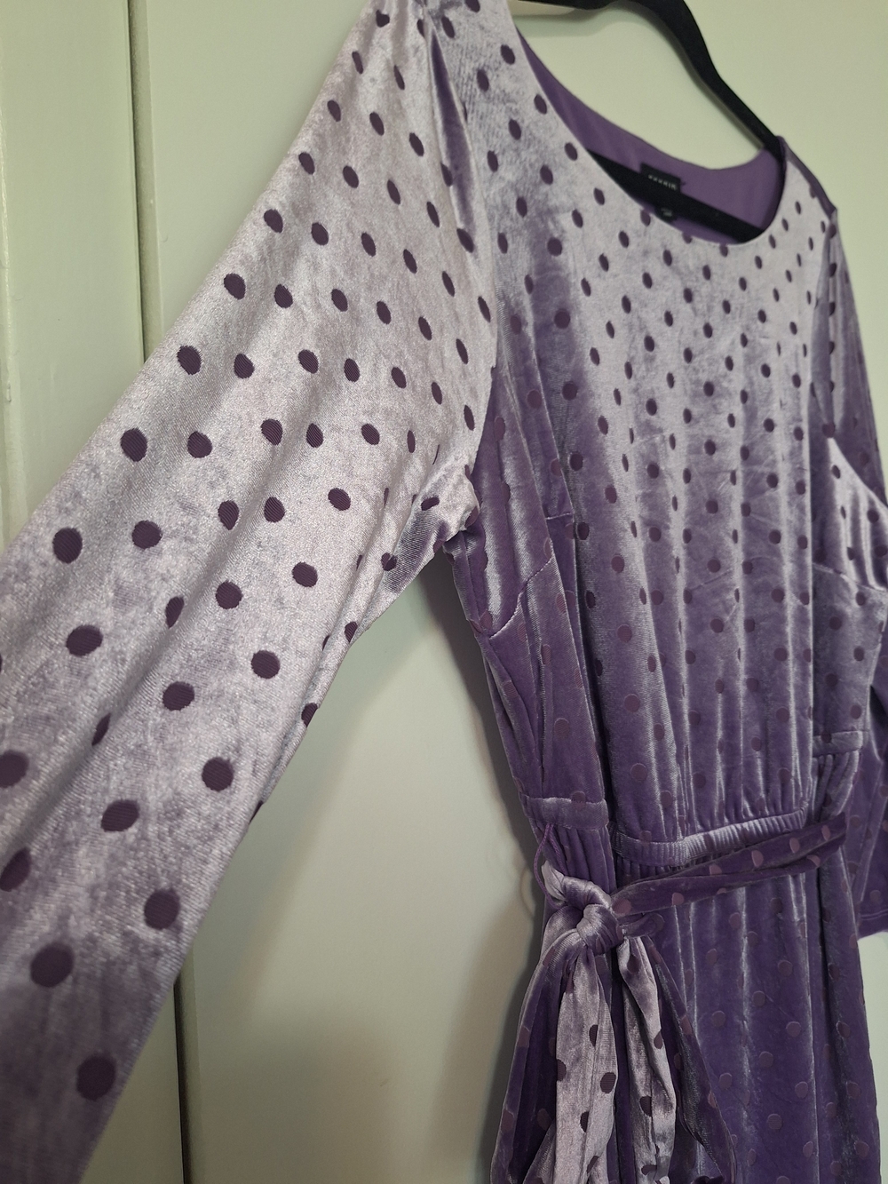 torrid Lavender Polka Dot Velvet Midi Dress Size 12 - Picture 3 of 7